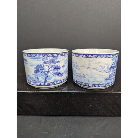 American Atelier At Home Asian Tonile 5025 Stoneware Flat Coffee Cup Lot of 2 - Picture 4 of 9
